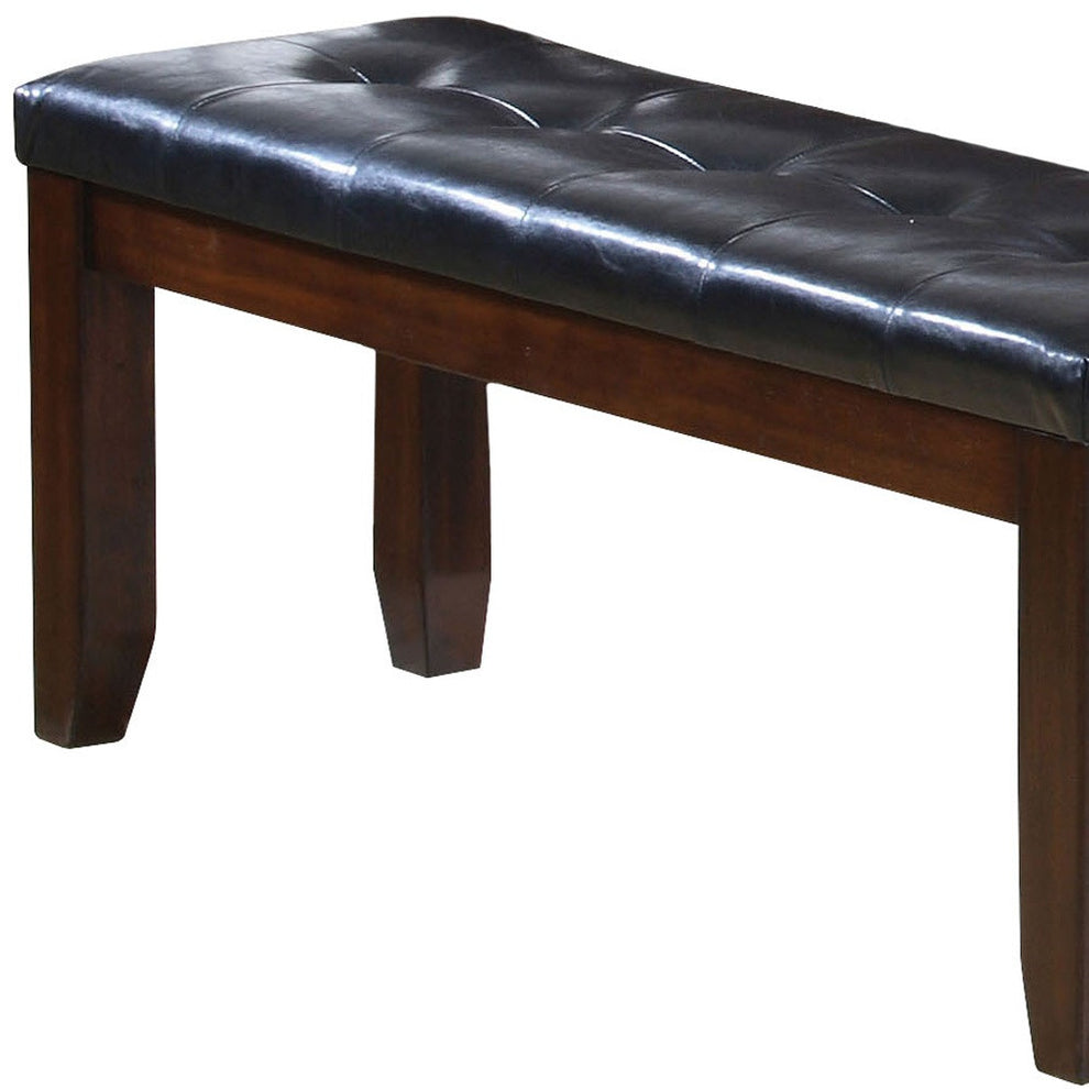 48" Black And Cherry Upholstered PU Leather Bench By Homeroots | Benches | Modishstore - 3
