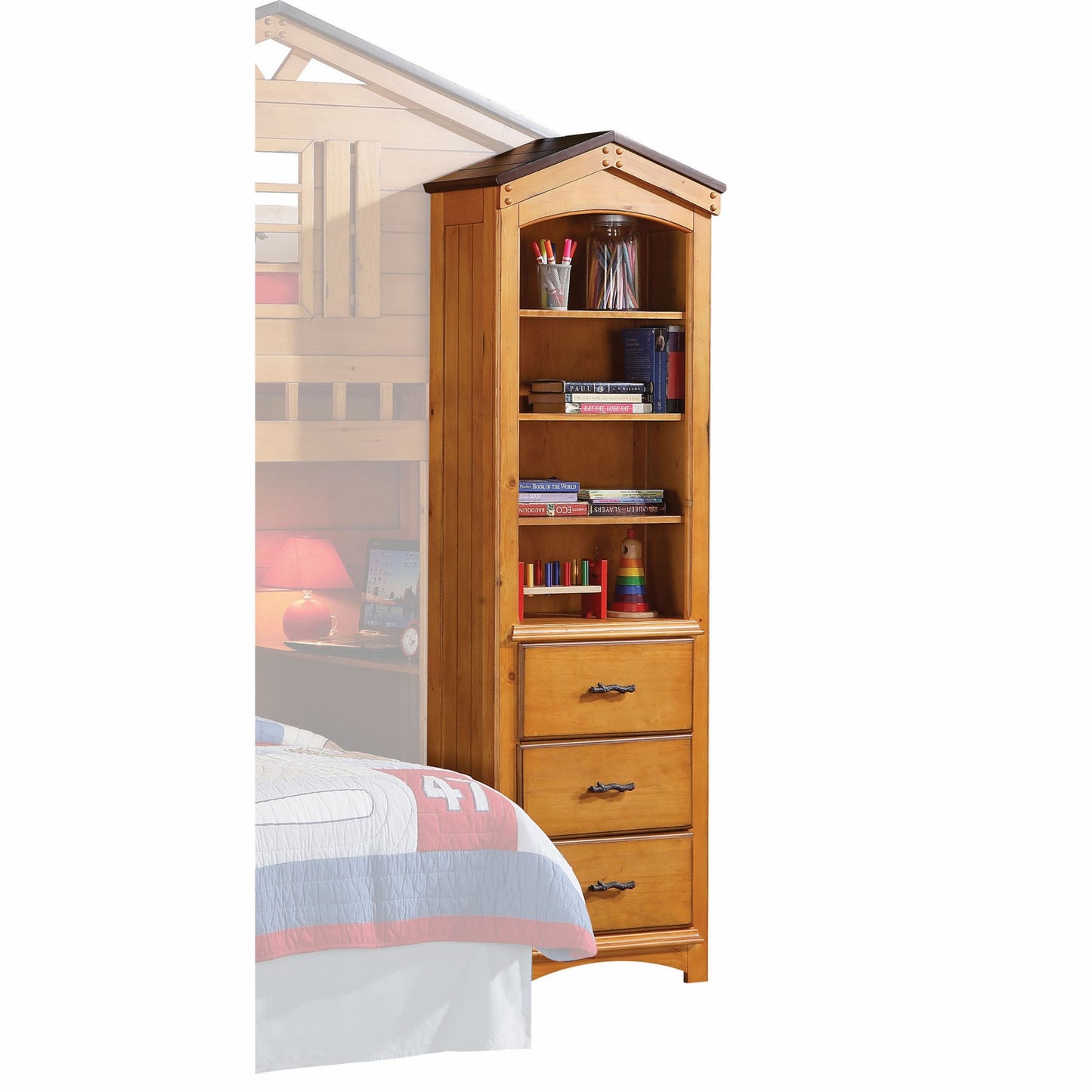 Rustic Oak Bookcase Cabinet By Homeroots | Cabinets | Modishstore - 4