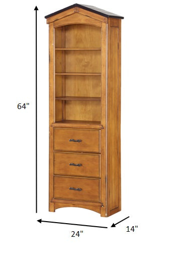 Rustic Oak Bookcase Cabinet By Homeroots | Cabinets | Modishstore - 7