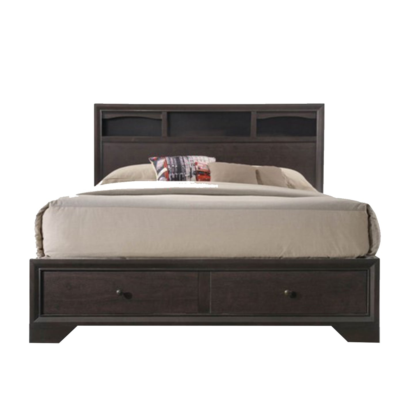 Rich Espresso Finish King Bed With Storage By Homeroots | Beds | Modishstore - 2