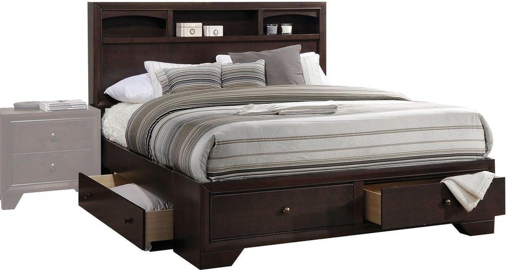 Rich Espresso Finish King Bed With Storage By Homeroots | Beds | Modishstore - 3