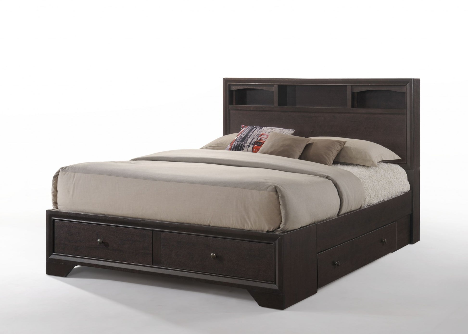 Rich Espresso Finish Queen Bed With Storage By Homeroots | Beds | Modishstore - 2