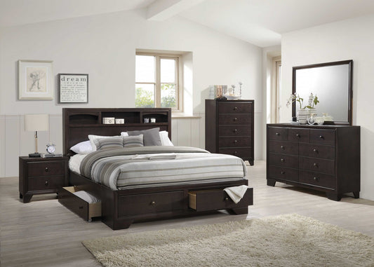 Rich Espresso Finish Queen Bed With Storage By Homeroots | Beds | Modishstore - 5
