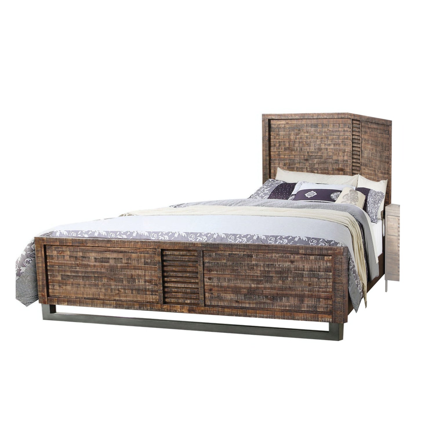 Reclaimed Oak Eastern King Bed By Homeroots | Beds | Modishstore - 3