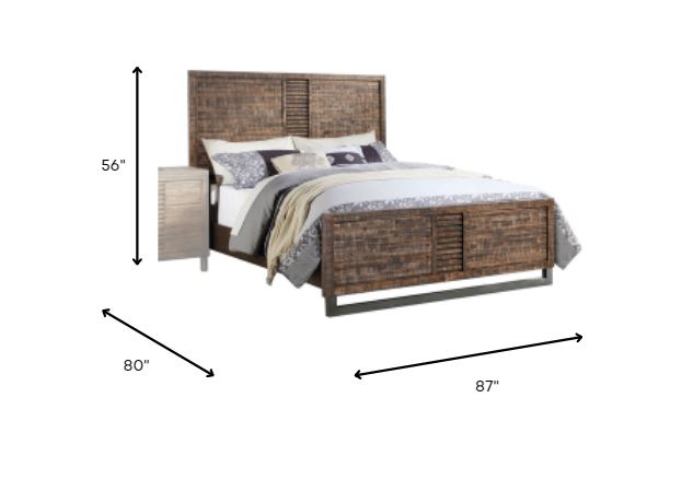 Reclaimed Oak Eastern King Bed By Homeroots | Beds | Modishstore - 4