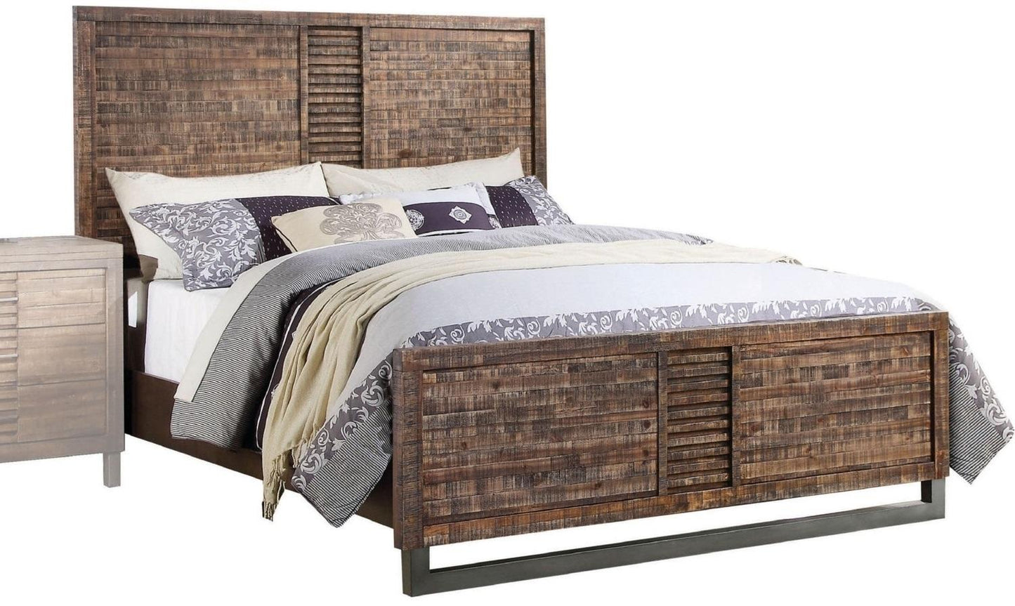 Reclaimed Oak Queen Bed By Homeroots | Beds | Modishstore - 2