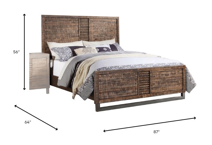 Reclaimed Oak Queen Bed By Homeroots | Beds | Modishstore - 3
