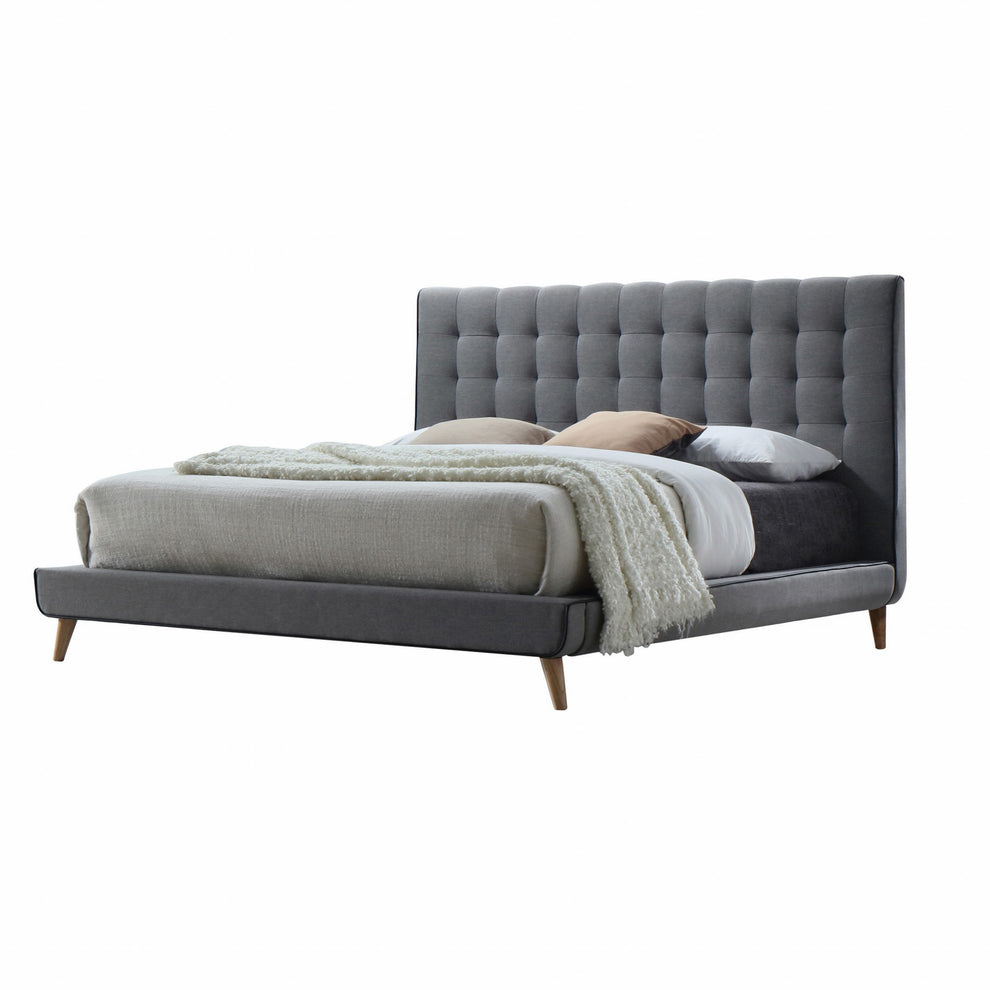 Light Gray Fabric King Bed By Homeroots | Beds | Modishstore - 2