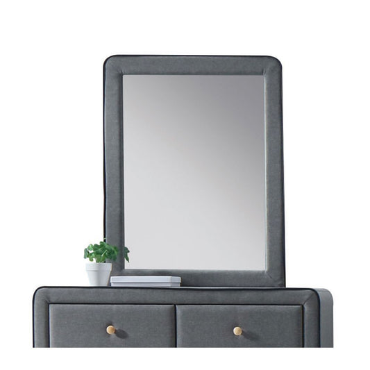 Light Gray Upholstered Vanity Mirror By Homeroots | Mirrors | Modishstore