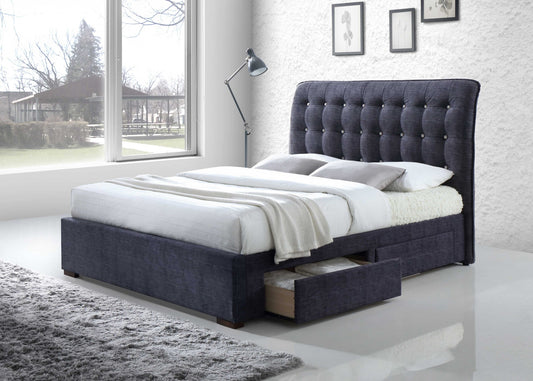 Dark Gray Fabric Queen Bed With Storage By Homeroots | Beds | Modishstore