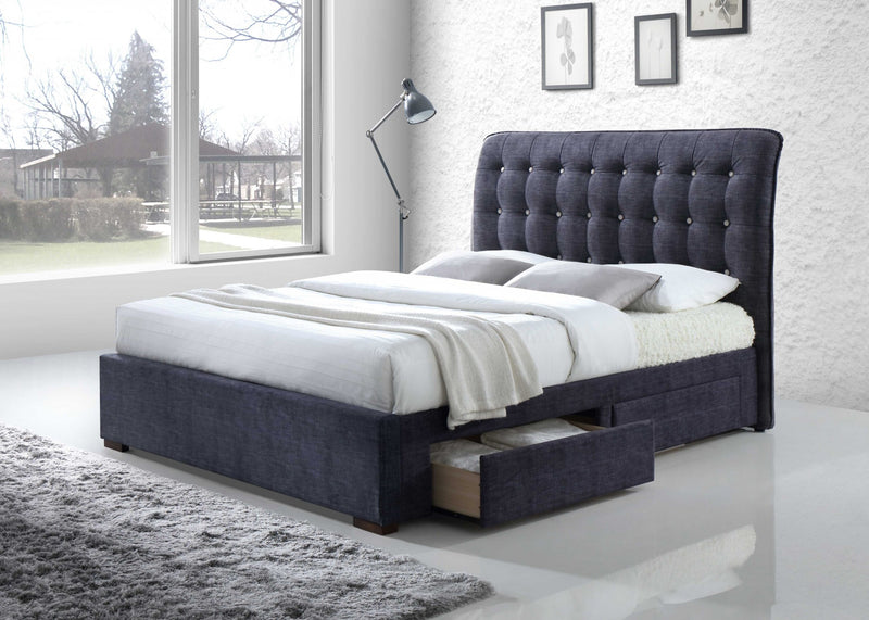 Dark Gray Fabric Queen Bed With Storage By Homeroots | Beds | Modishstore
