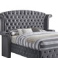 Gray Velvet Queen Bed By Homeroots | Beds | Modishstore - 2