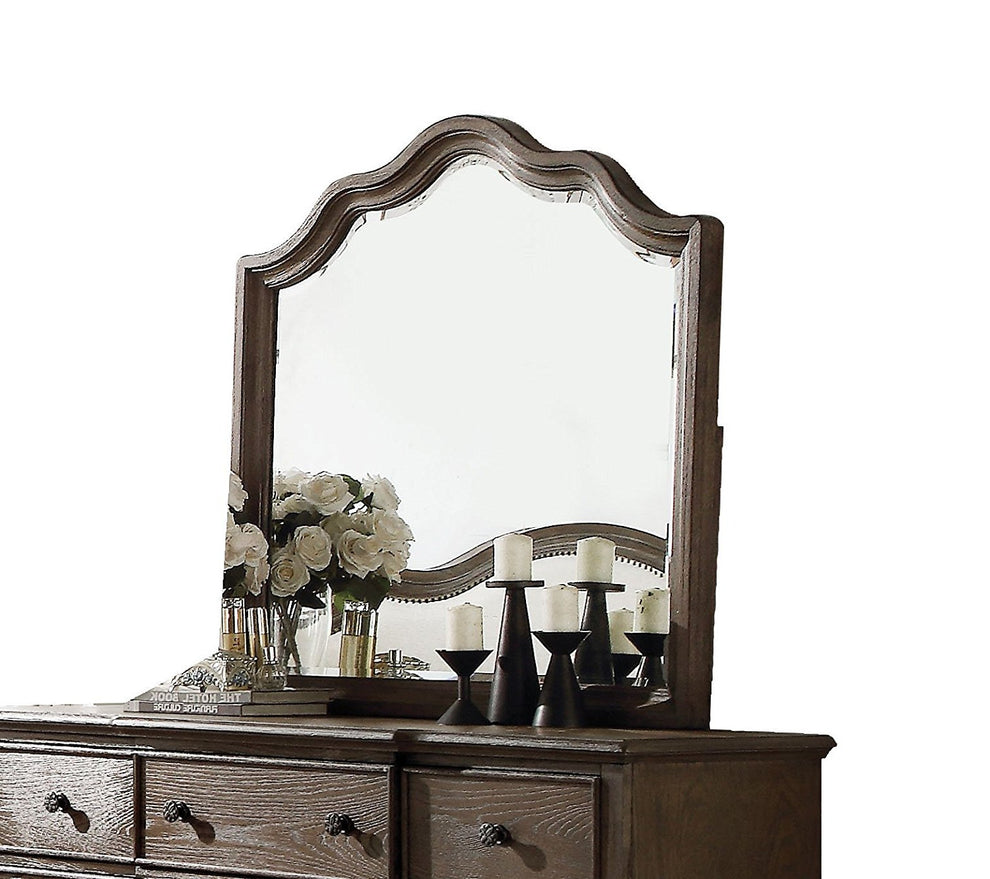 Distressed Grey Finish Beveled Wall Mirror By Homeroots | Mirrors | Modishstore - 2