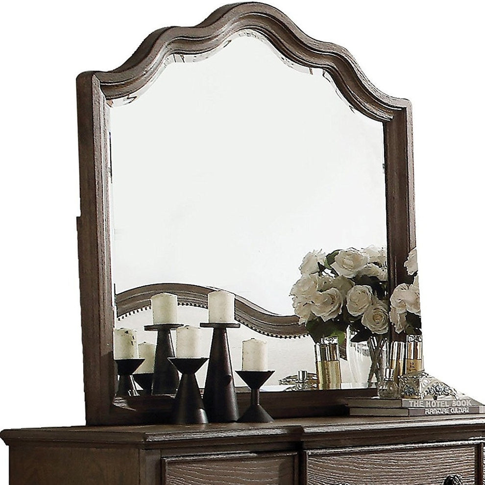 Distressed Grey Finish Beveled Wall Mirror By Homeroots | Mirrors | Modishstore - 3