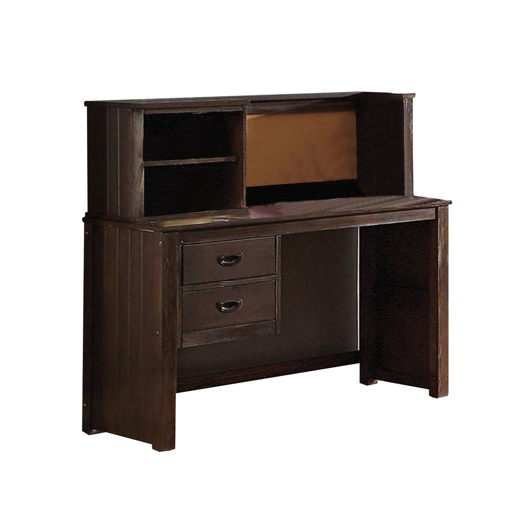 Antique Charcoal Brown Pine Wood Desk By Homeroots | Desks | Modishstore - 2