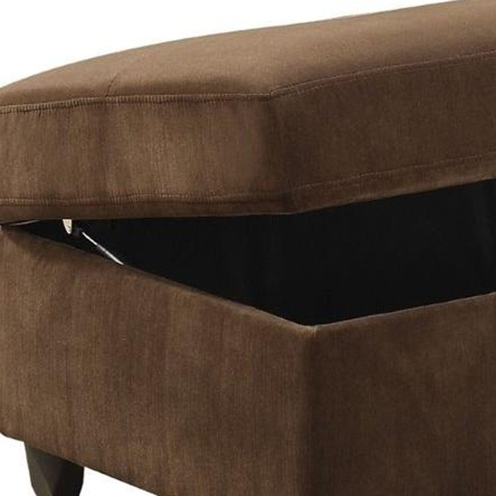 Chocolate Velvet Ottoman With Storage By Homeroots | Ottomans | Modishstore - 3