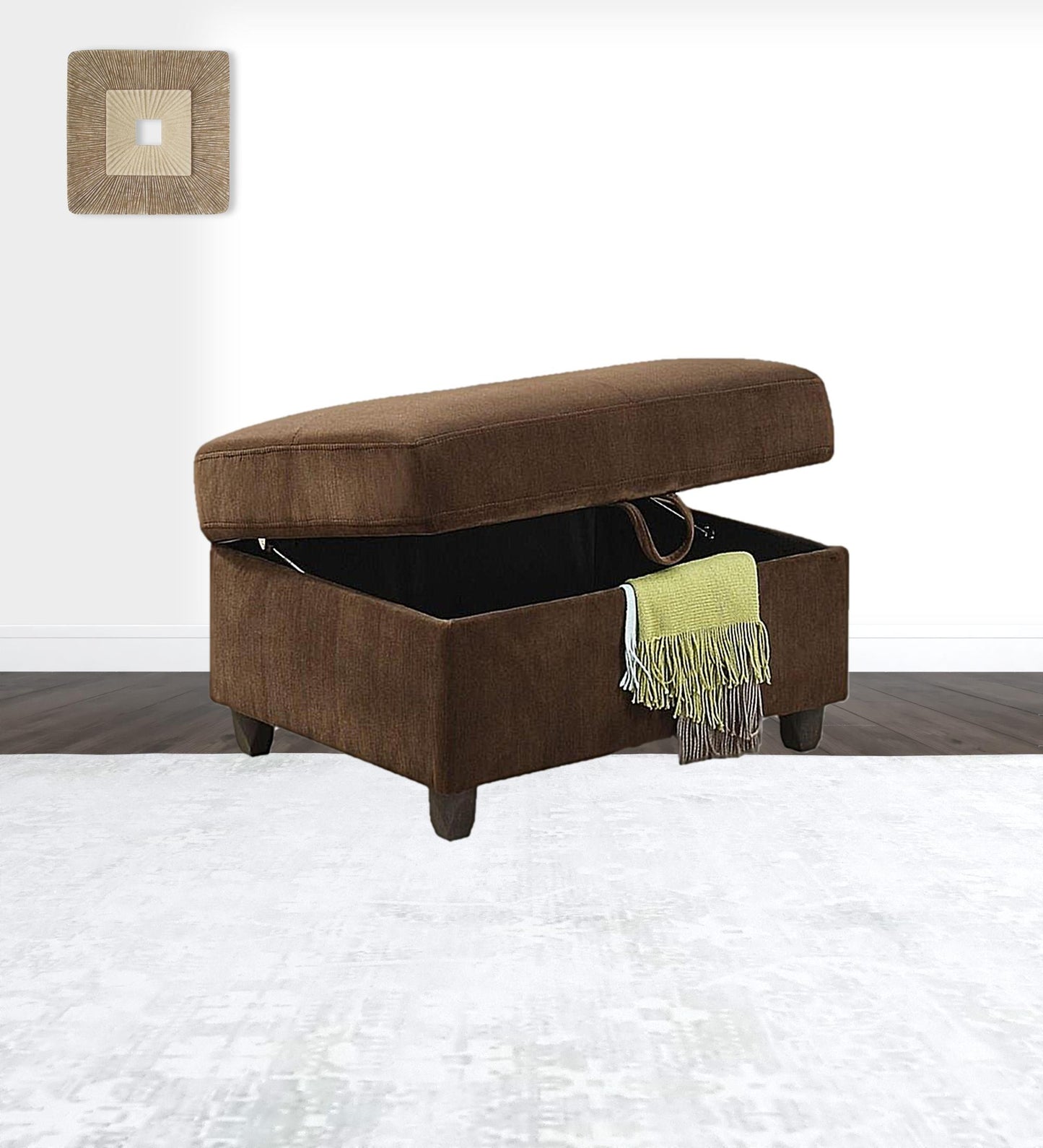 Chocolate Velvet Ottoman With Storage By Homeroots