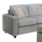 Gray Velvet Reversible Sectional Sofa With Pillows By Homeroots | Sectional | Modishstore - 4