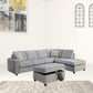 Gray Velvet Reversible Sectional Sofa With Pillows By Homeroots | Sectional | Modishstore - 3