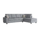 Gray Velvet Reversible Sectional Sofa With Pillows By Homeroots | Sectional | Modishstore - 2