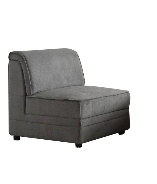 30" Gray And Black Velvet Slipper Chair By Homeroots