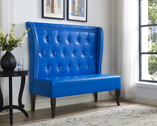 Blue Pu Settee By Homeroots | Sofas | Modishstore