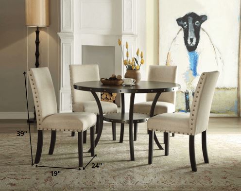 2Pc Beige Fabric Side Chair By Homeroots | Dining Chairs | Modishstore - 2