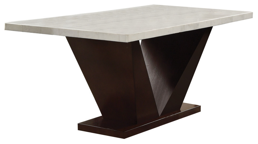 Contemporary White Marble And Walnut Dining Table By Homeroots | Dining Tables | Modishstore