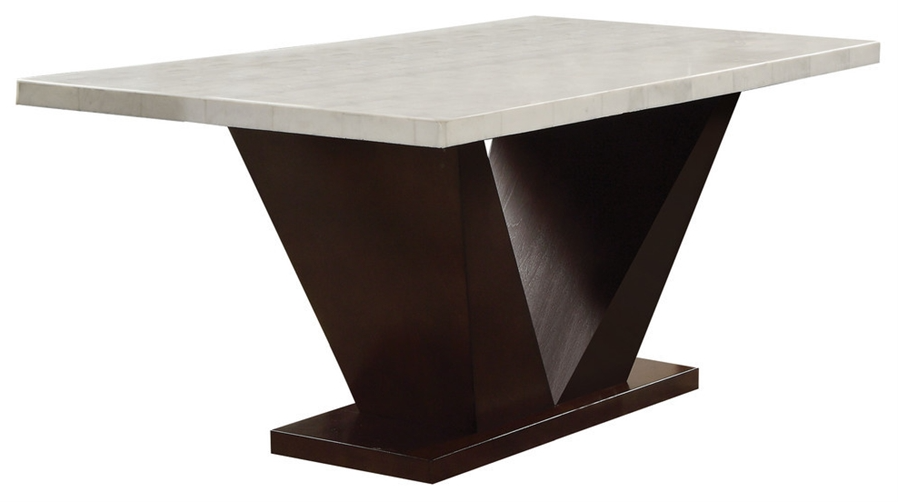 Contemporary White Marble And Walnut Dining Table By Homeroots | Dining Tables | Modishstore - 2