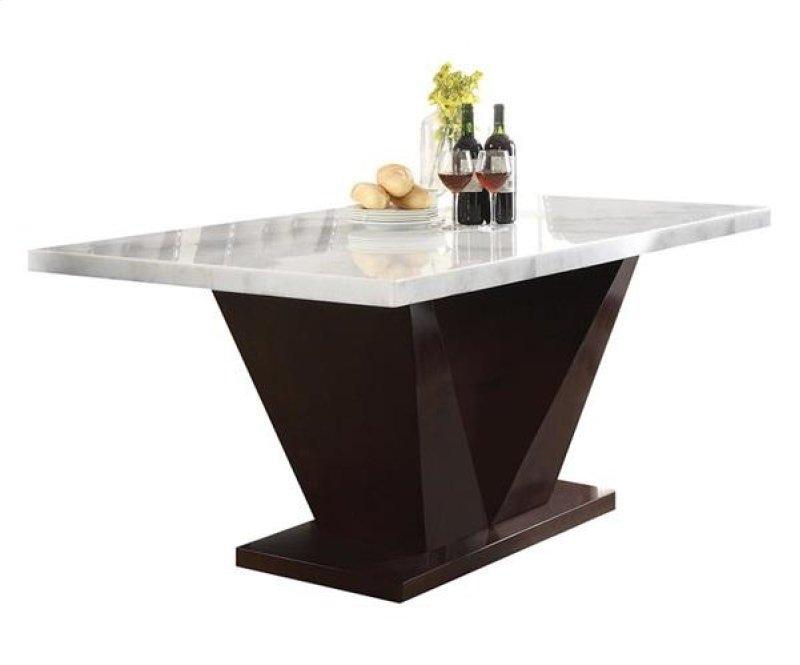 Contemporary White Marble And Walnut Dining Table By Homeroots | Dining Tables | Modishstore - 3