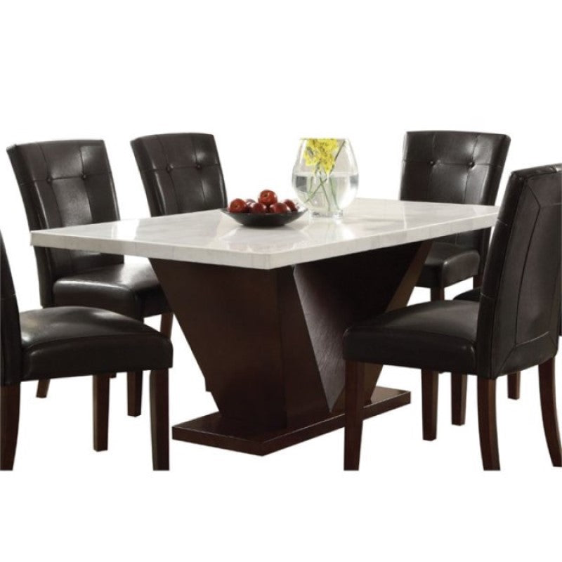 Contemporary White Marble And Walnut Dining Table By Homeroots | Dining Tables | Modishstore - 4