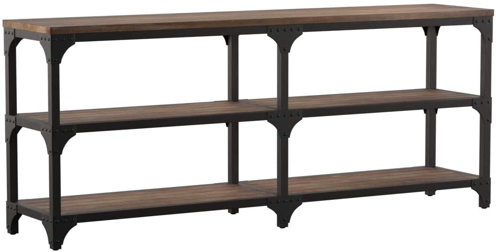 72' Rustic Weathered Oak Finish Console Storage Table By Homeroots | Console Tables | Modishstore - 2