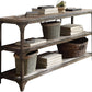 60' Rustic Weathered Oak Console Storage Table By Homeroots | Console Tables | Modishstore - 4