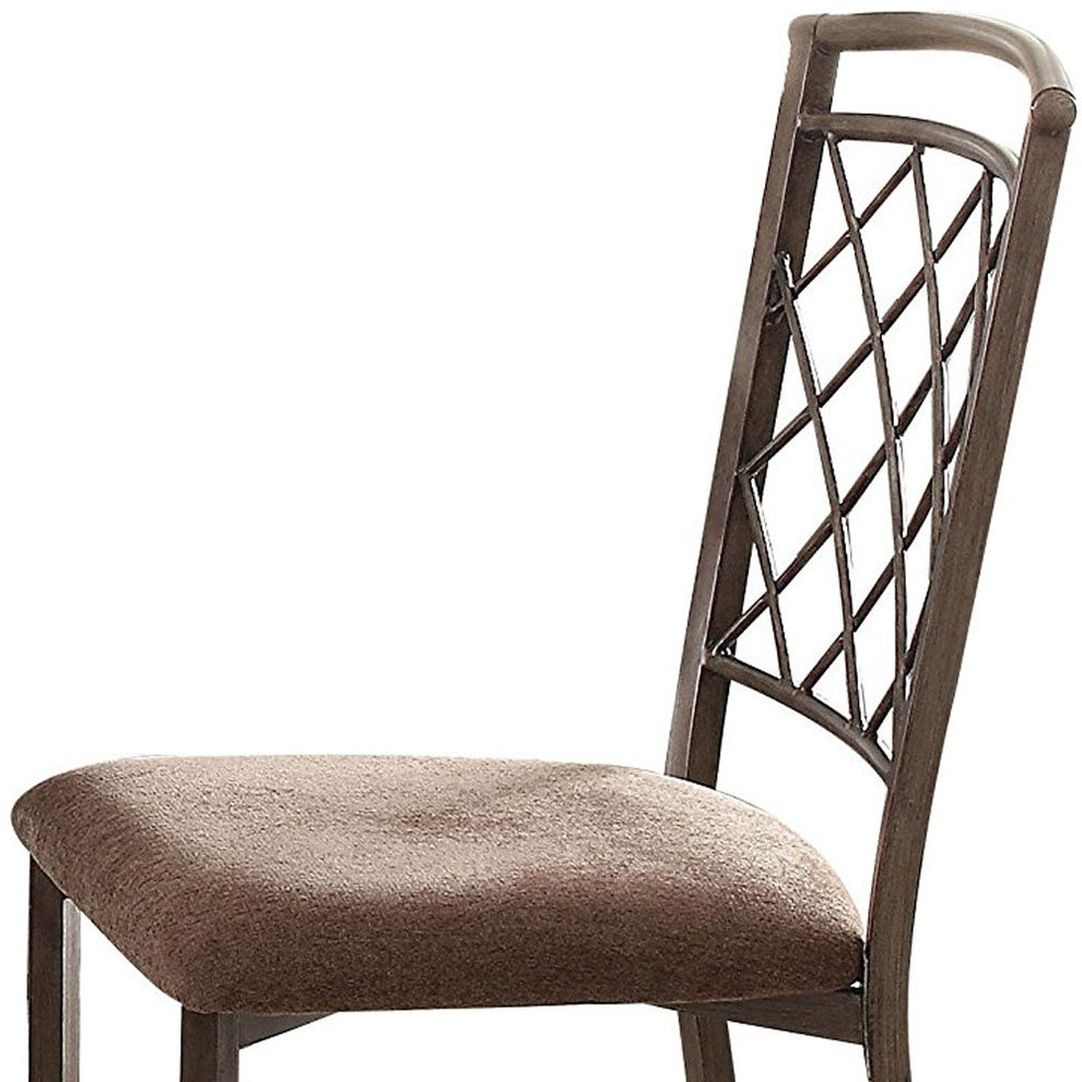 2Pc Fabric And Antique Side Chair By Homeroots | Dining Chairs | Modishstore - 4