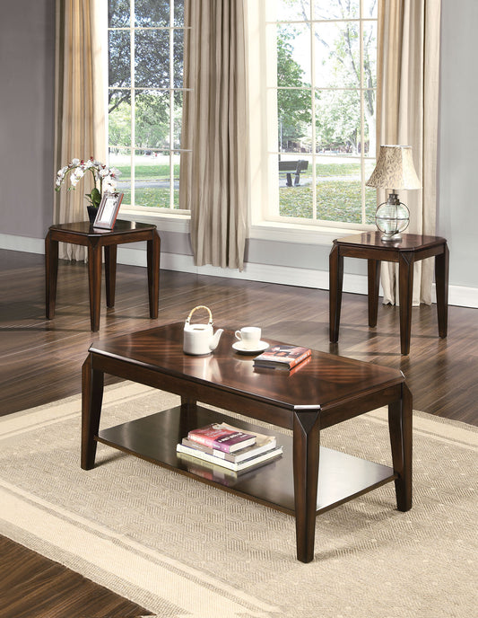 Set of 3 Brown Wood Coffee and End Tables By Homeroots