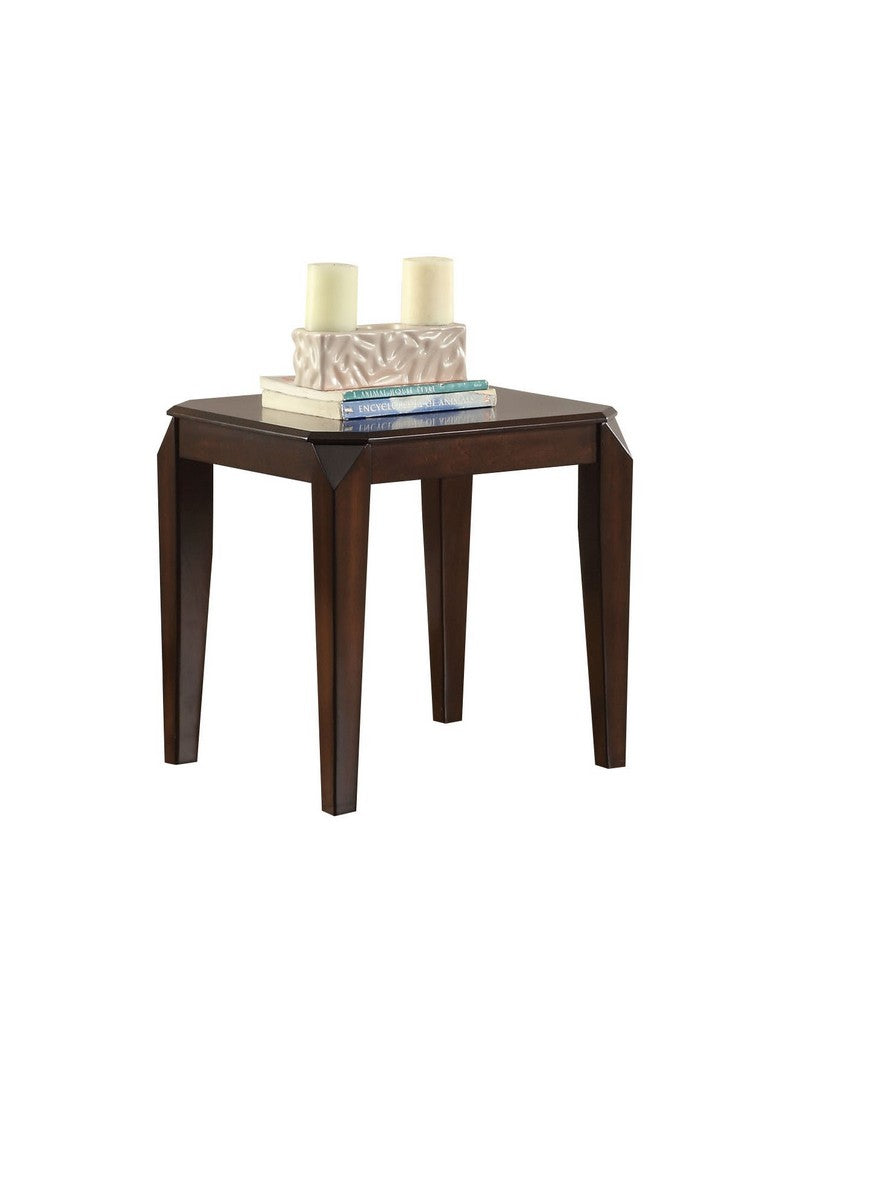 Faceted Corner Walnut Square End Table By Homeroots | End Tables | Modishstore - 2