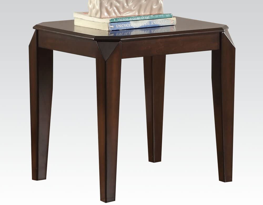 Faceted Corner Walnut Square End Table By Homeroots | End Tables | Modishstore - 2