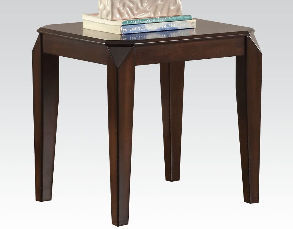 Faceted Corner Walnut Square End Table By Homeroots | End Tables | Modishstore - 3