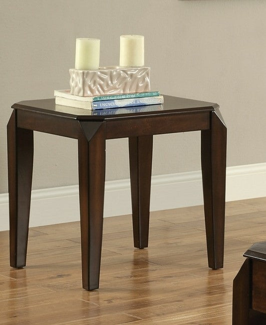 Faceted Corner Walnut Square End Table By Homeroots | End Tables | Modishstore - 3