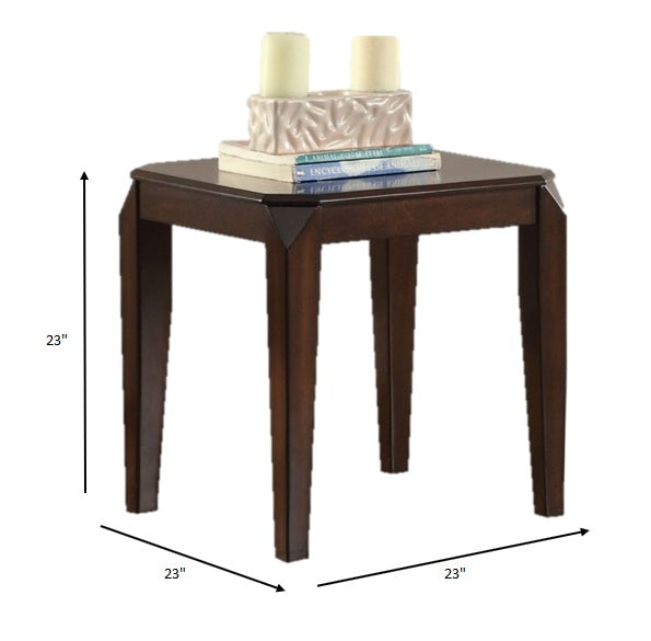Faceted Corner Walnut Square End Table By Homeroots | End Tables | Modishstore - 5