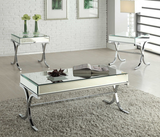 Mirrored Top And Chrome Coffee Table By Homeroots | Coffee Tables | Modishstore