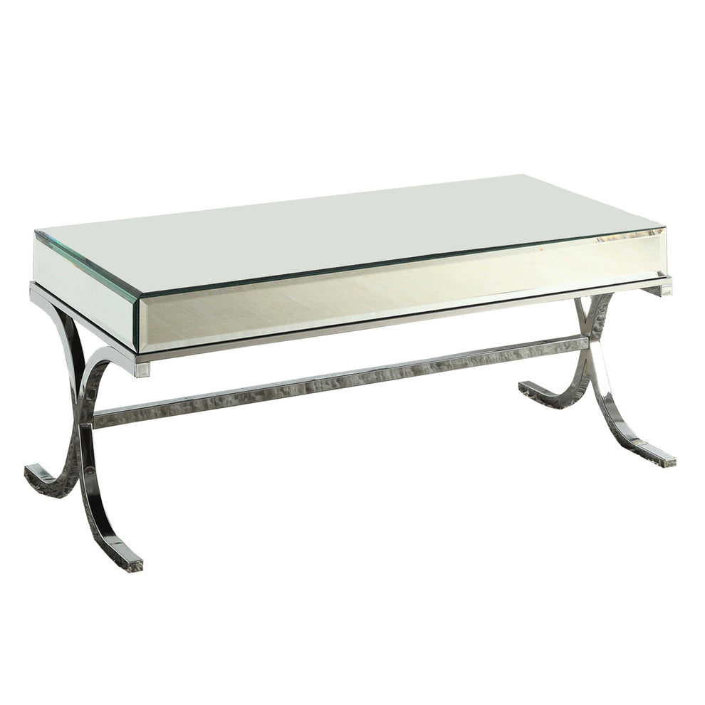 Mirrored Top And Chrome Coffee Table By Homeroots | Coffee Tables | Modishstore - 2