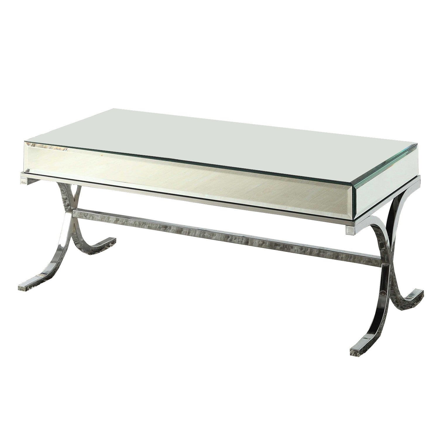 Mirrored Top And Chrome Coffee Table By Homeroots | Coffee Tables | Modishstore - 3