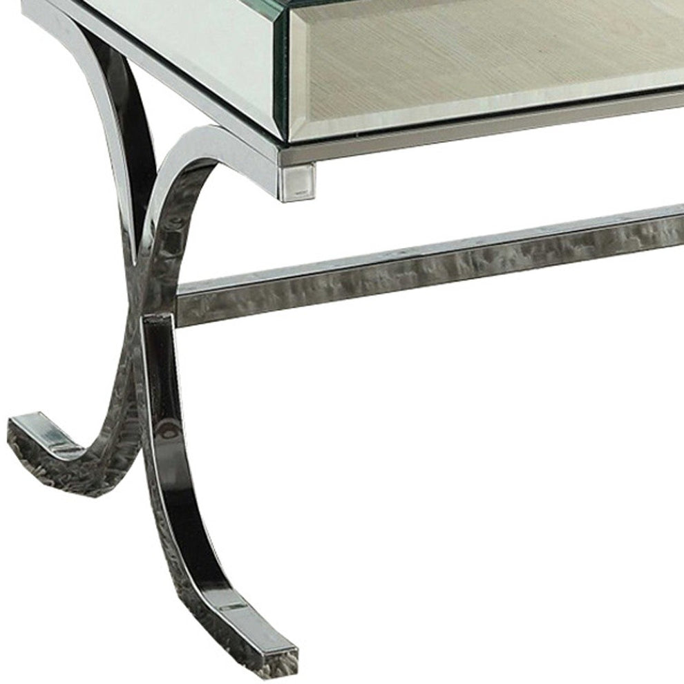 Mirrored Top And Chrome Coffee Table By Homeroots | Coffee Tables | Modishstore - 4