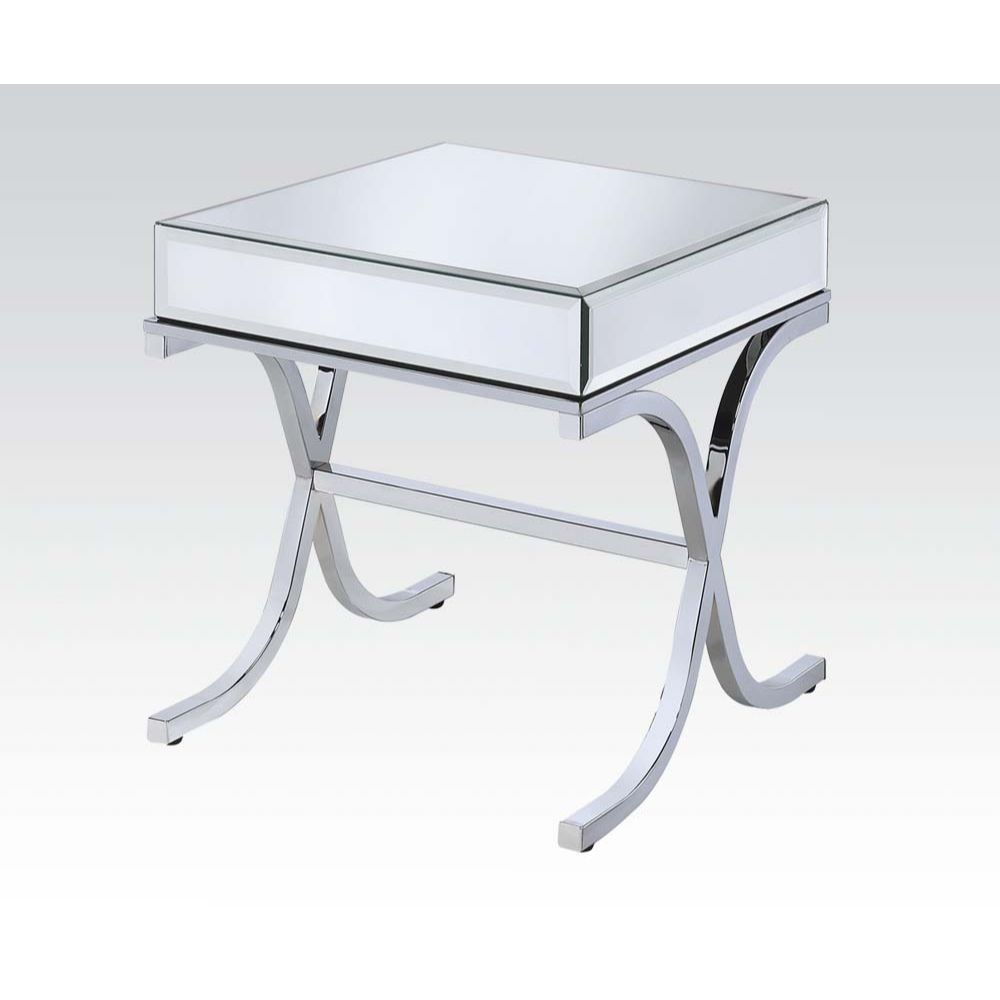 Mirrored Top And Chrome End Table By Homeroots | End Tables | Modishstore