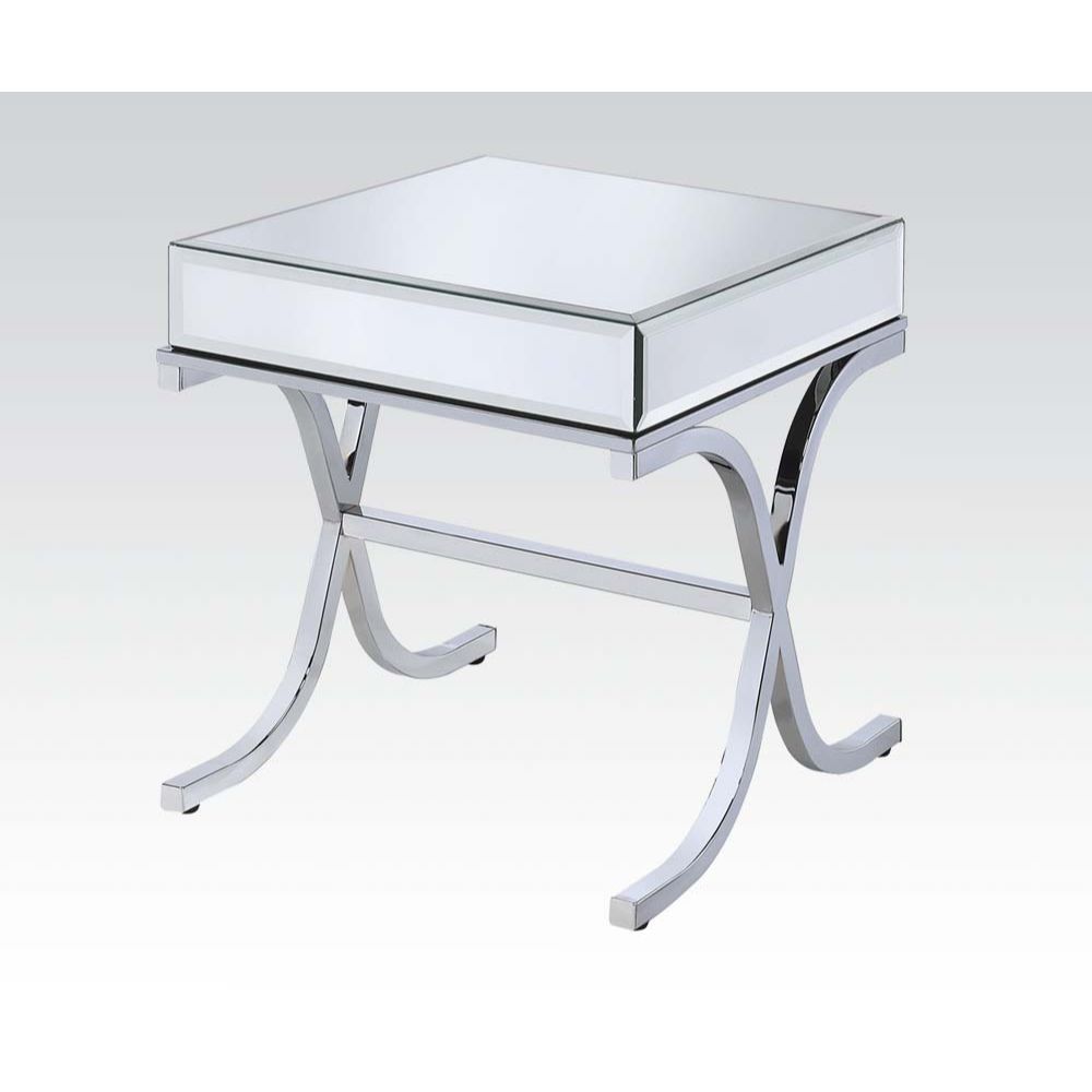 Mirrored Top And Chrome End Table By Homeroots | End Tables | Modishstore - 2
