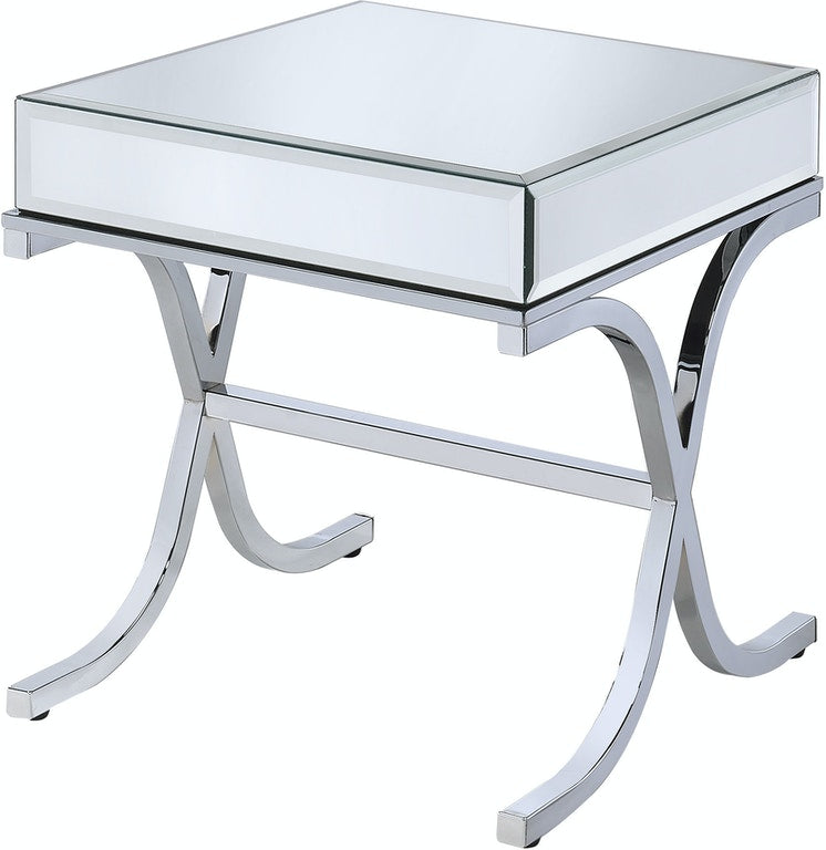 Mirrored Top And Chrome End Table By Homeroots | End Tables | Modishstore - 2
