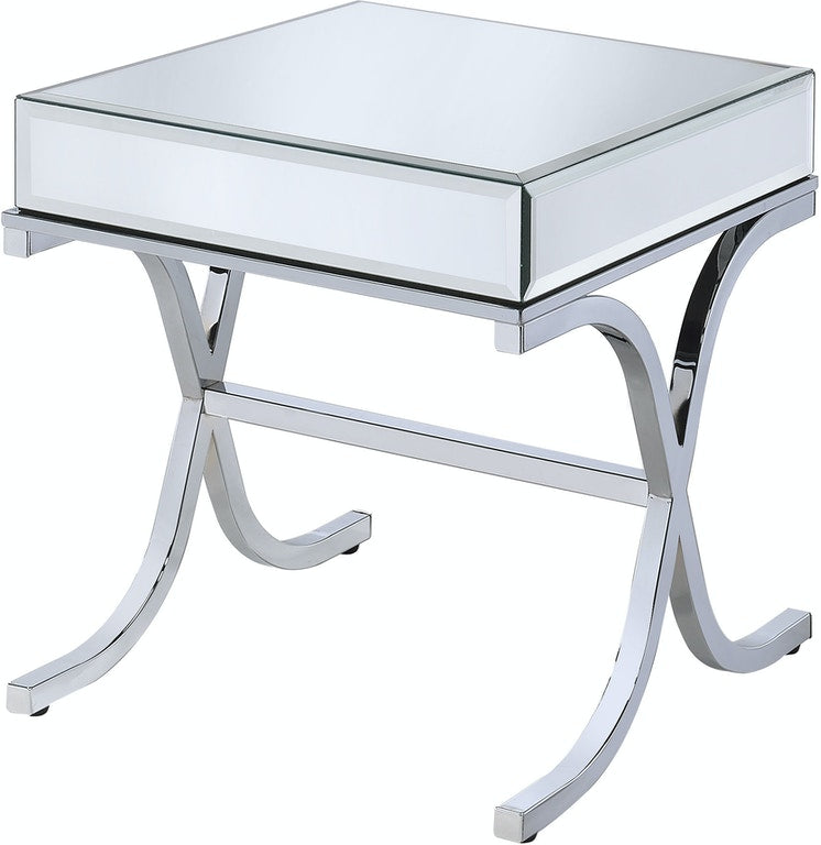 Mirrored Top And Chrome End Table By Homeroots | End Tables | Modishstore - 3