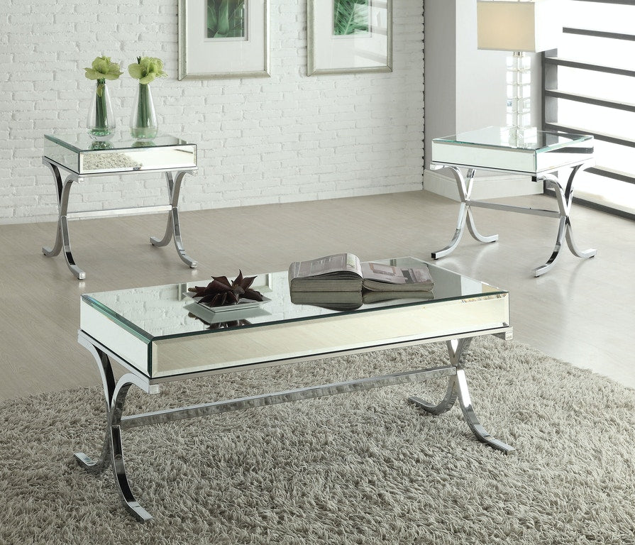 Mirrored Top And Chrome End Table By Homeroots | End Tables | Modishstore