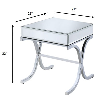 Mirrored Top And Chrome End Table By Homeroots | End Tables | Modishstore - 4